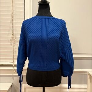 Stradivarius Blue Crew Neck Sweater with Textural Knit